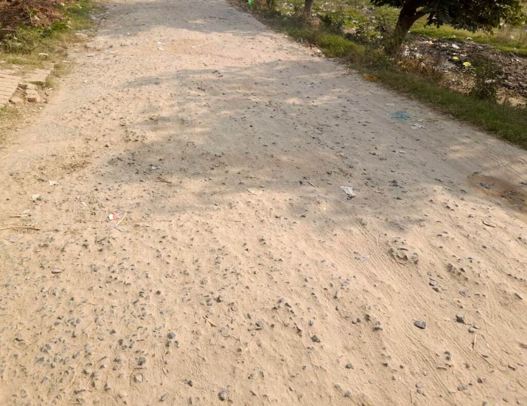 मैनपुरी23जनवरी* गंगापुर का टूटा हुआ जर्जर मार्ग।