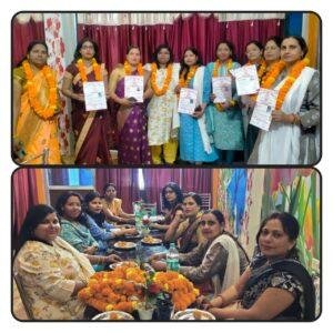 कौशाम्बी28मार्च*महिला शिक्षक संघ पदाधिकारियों को सम्मानित करते हुए दिया गया माला वा प्राधिकार पत्र*