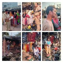 कानपुर 09 मार्च* शराबी पति ने लगाई झोपड़ी में आग जलकर हुई राख।