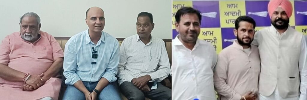 पंजाब10अप्रैल*गांव सरदारपुरा के पूर्व सरपंच संदीप सिंह आम आदमी पार्टी के साथ करवाते हैं फोटो