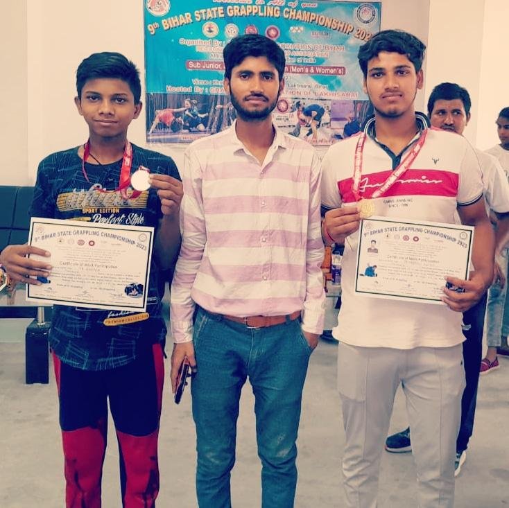 भागलपुर 13 मई 2023*बिहार स्टेट ग्रेप्लिंग चैंपियनशिप में मुंगेर के खिलाड़ी ने जीता गोल्ड एवं सिल्वर मेडल*