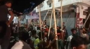 भागलपुर09जून2023*सिकन्दरपुर में कड़ी सुरक्षा व्यवस्था के बीच निकला राम अखाड़ा का पहला जुलुश