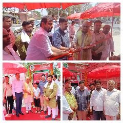 मथुरा05जून2023*वृन्दावन विद्यापीठ चैराहा एवं वैष्णोदेवी मन्दिर के समीप स्थापित बोतल क्रसिंग मशीन का उद्घाटन किया गया।