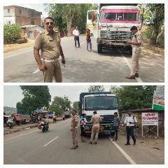 चित्रकूट25जून2023*यातायात पुलिस द्वारा भरतकूप थाना क्षेत्र में भारी वाहनों की चैकिंग की गयी*