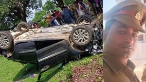 चित्रकूट13जुलाई23*रफ़्तार का कहर:साइकिल सवार को रौंदकर पलटी कार, दारोगा सहित दो की मौत*