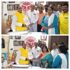 कानपुर08जुलाई2023*पीड़ित व्यापार मण्डल पदाधिकारियों ने ओवरब्रिज निर्माण की धीमी गति को लेकर विधायक को ज्ञापन सौंपा।