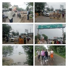 मथुरा 17 जुलाई* यमुना के बढ़ते जल स्तर को देखते हुए पानीगांव सड़क को पुलिस ने किया बन्द।