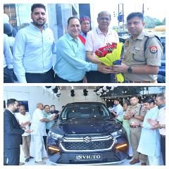मथुरा25जुलाई2023*नेक्सा उमा मोटर्स पर एसएसपी ने की मारुति की नई गाड़ी इन्विक्टो लॉन्च*