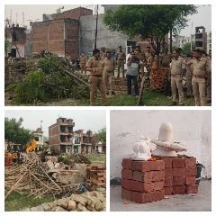 कानपुर25जुलाई2023*नगर निगम के पार्क में मंदिर निर्माण पर विवाद।