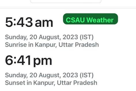 कानपुर19अगस्त23* ग्रामीण कृषि मौसम सेवा एवं एक्रिपाम योजना, सस्य विज्ञान विभाग,च०शे०आ०कृषि एवं प्रौ०वि० वि०,कानपुर।    