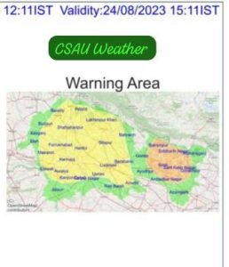 कानपुर24अगस्त23*ग्रामीण कृषि मौसम सेवा एवं एक्रिपाम योजना, सस्य विज्ञान विभाग,च०शे०आ०कृषि एवं प्रौ०वि० वि०, कानपुर।    
