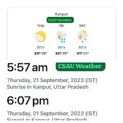 कानपुर नगर20सितम्बर2023* कानपुर मौसम विभाग