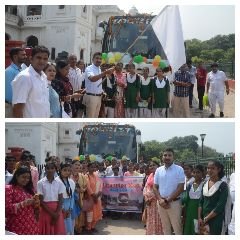 कानपुर नगर27सितम्बर23*विश्व पर्यटन दिवस के अवसर पर युवा पर्यटन क्लब के सदस्यों, विद्यार्थियों को डीएम ने झण्डी दिखाकर रवाना किया।