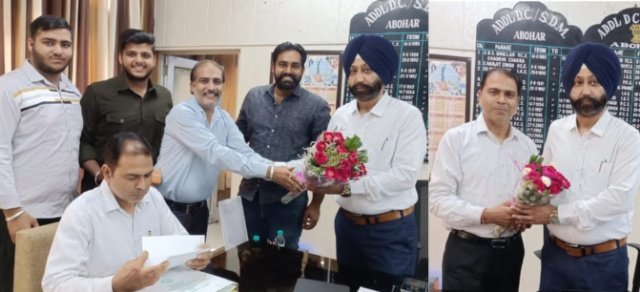 पंजाब 27 अक्टूबर 2023* एसडीएम स. रविन्द्र सिंह अरोड़ा ने अबोहर में संभाला पदभार पंजाब 27 अक्टूबर 2023* एसडीएम स. रविन्द्र सिंह अरोड़ा ने अबोहर में संभाला पदभार