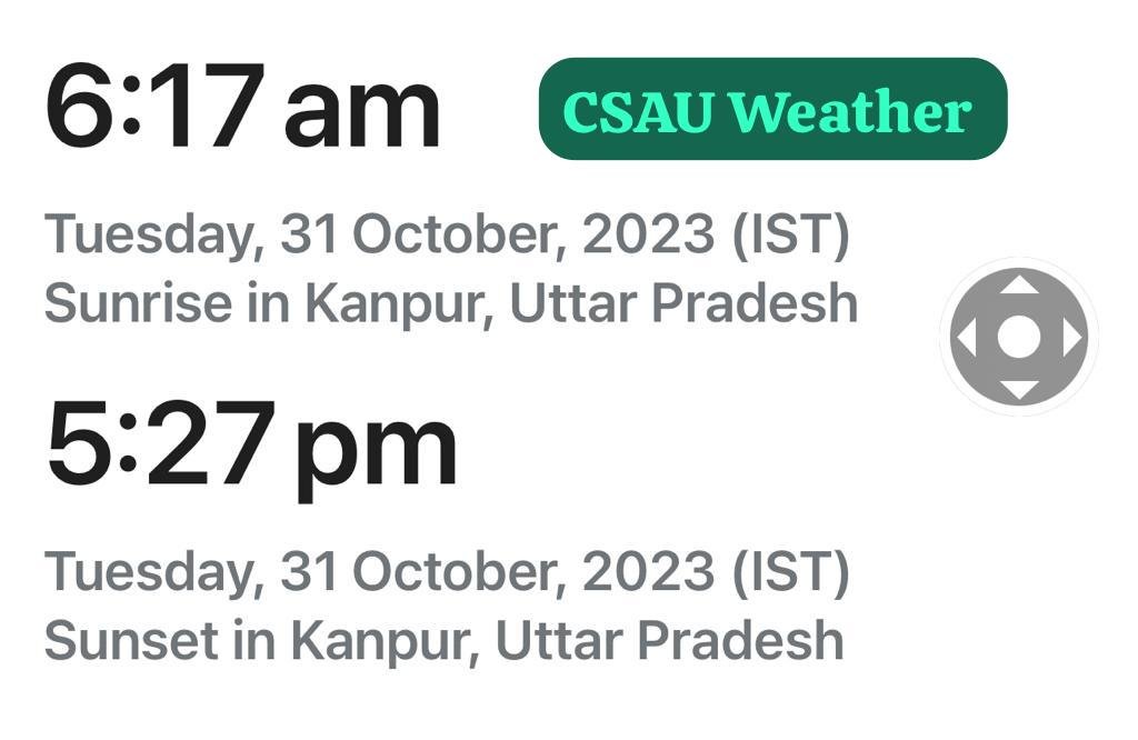 कानपुर30अक्टूबर23*ग्रामीण कृषि मौसम सेवा एवं एक्रिपाम योजना, सस्य विज्ञान विभाग,च०शे०आ०कृषि एवं प्रौ०वि० वि०,कानपुर। कानपुर30अक्टूबर23*ग्रामीण कृषि मौसम सेवा एवं एक्रिपाम योजना, सस्य विज्ञान विभाग,च०शे०आ०कृषि एवं प्रौ०वि० वि०,कानपुर।