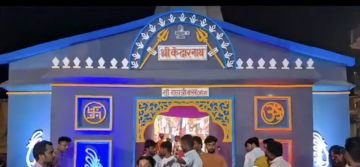 देवरिया22अक्टूबर23*केदारनाथ धाम के तर्ज पर बनाया गया दुर्गा पंडाल