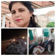 अमरोहा25अक्टूबर23*भाजपा नेत्री की कार को ट्रक ने मारी टक्कर, वाहन में आग लगने से जिंदा जली सरिता सिंह