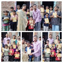 हल्द्वानी15नवम्बर23*बाल दिवस के अवसर पर संस्था पदाधिकारियों ने हल्द्वानी राजपुरा में बच्चों को कॉपी पेंसिल रबर कटर चॉकलेट देकर बच्चों को सम्मानित किया