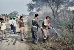 कौशाम्बी10दिसम्बर23*निर्माणाधीन मेडिकल कॉलेज के पास झाड़ियों में लगी आग से हड़कंप*