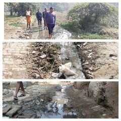 कौशाम्बी17दिसम्बर23*ध्वस्त नालियां,आम रास्ता में सिल्टनुमा गन्दा कीचड़ भरा रास्ता पहचान बना मजरा*