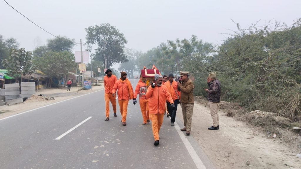 कौशाम्बी19जनवरी24*प्रभु श्री राम के दर्शन के लिए महाराष्ट्र से निकली पैदल यात्रा पहुँची कौशाम्बी*