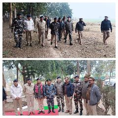 बहराइच14जनवरी24*ग्राम सुरक्षा समितियों के साथ गोष्ठी तथा एसएसबी व पुलिस बल के साथ भारत-नेपाल सीमा पर पैदल गश्त किया गया*
