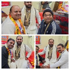 मथुरा17जनवरी24*25 फरवरी को हरिद्वार से चुलकाना धाम को निकल जाएगी भव्य रथ शोभा यात्रा का निमंत्रण को मथुरा पहुंचे देवेंद्र पुजारी ने मंदिर पर दिया निमंत्रण