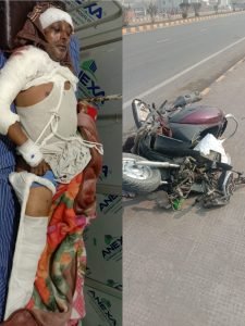 कुशीनगर16फरवरी24*ट्रक की ठोकर से स्कूटी चालक घायल,रेफर