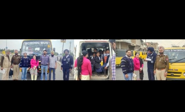 पंजाब 12 मार्च 2024* बाल सुरक्षा यूनिट की जिला अधिकारी रितू बाला व ट्रैफिक पुलिस ने स्कूली वाहनों की चैकिंग की व चालान काटे