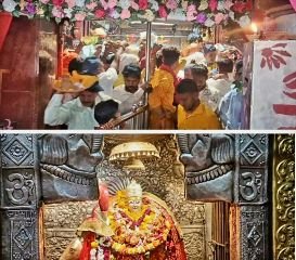 कौशाम्बी09अप्रैल24*नवरात्रि के पहले दिन शैलपुत्री के रूप में भक्तों ने की माता की पूजा*