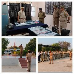 कौशाम्बी09अप्रैल24*परेड की सलामी के बाद अपर पुलिस अधीक्षक ने पुलिस लाइन का किया निरीक्षण*