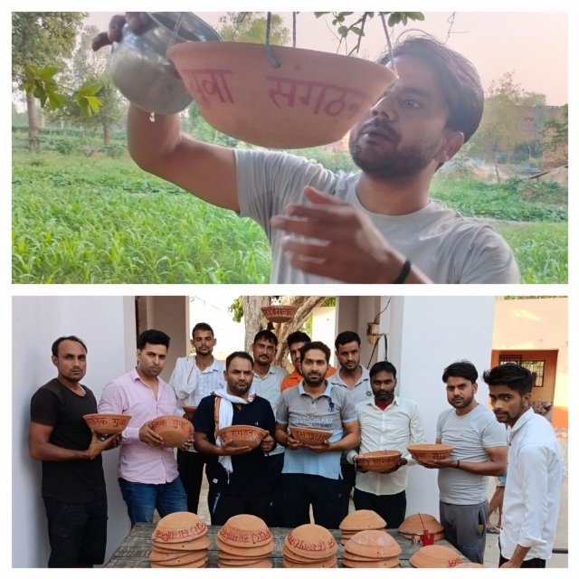 मथुरा 29 मई 2024* सामाजिक युवा संगठन हसनपुर के कार्यकर्ताओं ने पक्षियों के लिए जल व्यवस्था बनाई