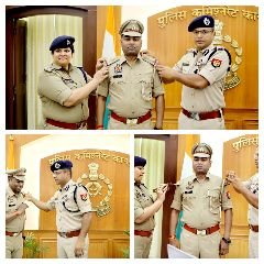 कानपुर नगर15मई24*गोपनीय सहायक की पदोन्नति पर पुलिस आयुक्त एवम स्टाफ ने स्टार लगाकर पिपिंग सेरेमनी मनाकर शुभकामनाएं दीं।