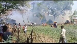 कानपुर देहात26मई24*रसूलाबाद क्षेत्र के कांधिया असलतगंज गांव के खेतो में लगी आग*