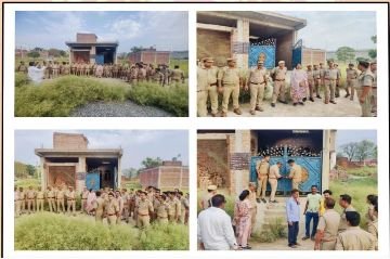 कानपुर नगर06जून24बिकरू कांड की अभियुक्ता मन पाण्डेय के घर की कुर्की थाना चौबेपुर