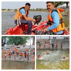 अनूपपुर14जून24*होमगार्ड/आपदा दल को तैराकी व बाढ़ से बचाव के तरीके के सिखाए गए गुर