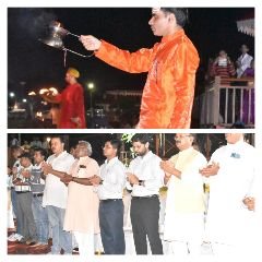 अनूपपुर17जून24*कुटीर एवं ग्रामोद्योग राज्य मंत्री दिलीप जायसवाल ने की माँ नर्मदा की आरती*