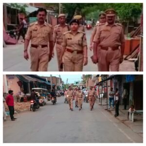 मथुरा 19 जून 2024 -  थाना सुरीर क्षेत्रान्तर्गत शांति एवं कानून व्यवस्था को सुदृढ करने हेतु पैदल गश्त किया गया