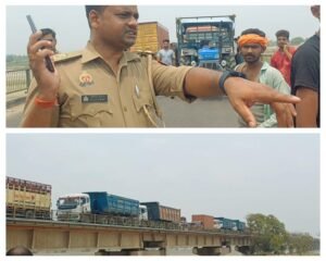 बाराबंकी 22 जून 24*वाहनों में आई तकनीकी खराबी से संजय सेतु पर लगा कई किलोमीटर लंबा जाम