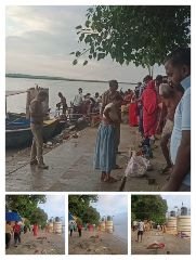 कानपुर नगर5अगस्त24*ढोड़ी घाट में पुलिस प्रशासन के द्वारा गंगा स्नान करने आए भक्तों को नहाने के लिए प्रतिबंधित किया