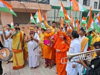 मथुरा15अगस्त24*वृन्दावन मे स्वतंत्रता दिवस पर ब्राह्मणों द्वारा निकाली गई रैली