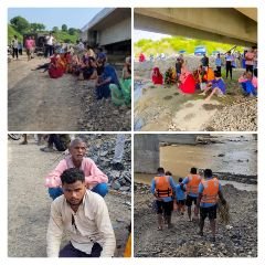 सीधी म0प्र021अगस्त24*सीधी में मायके से आ रही महिला ने लगाई सोन नदी में छलांग, बाइक छोड़ पति भी कूदा*