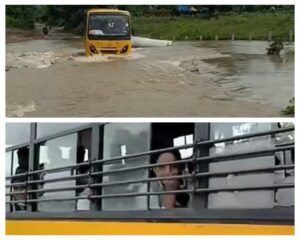 अनूपपुर 24 अगस्त 24*बेतेल मिशन स्कूल की बस बच्चों की जान जोखिम डालकर बरसाती नाला से किया बस पार,