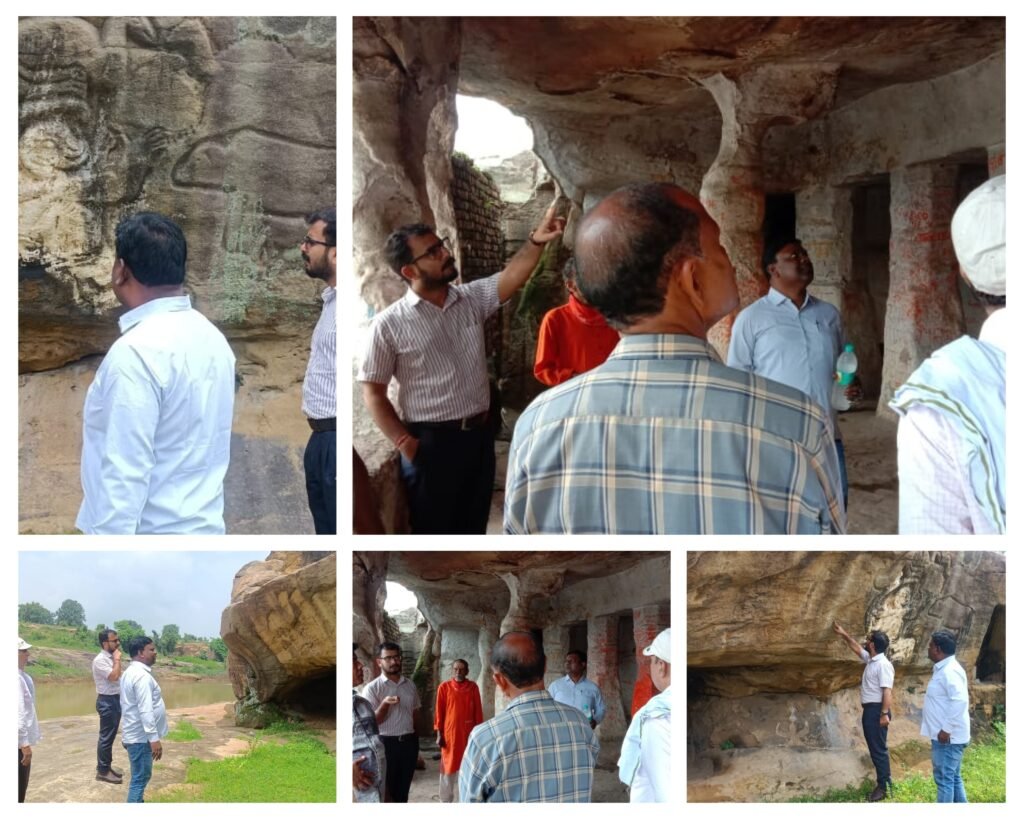 अनूपपुर 04 सितम्बर 24*भारतीय पुरातत्व संरक्षित स्मारक शिवलहरा की प्राचीन गुफाओं का महिपाल सिंह गुर्जर सहायक कलेक्टर ने भ्रमण कर लिया जायजा