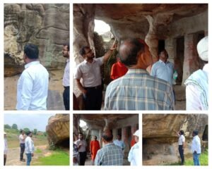 अनूपपुर 04 सितम्बर 24*भारतीय पुरातत्व संरक्षित स्मारक शिवलहरा की प्राचीन गुफाओं का महिपाल सिंह गुर्जर सहायक कलेक्टर ने भ्रमण कर लिया जायजा