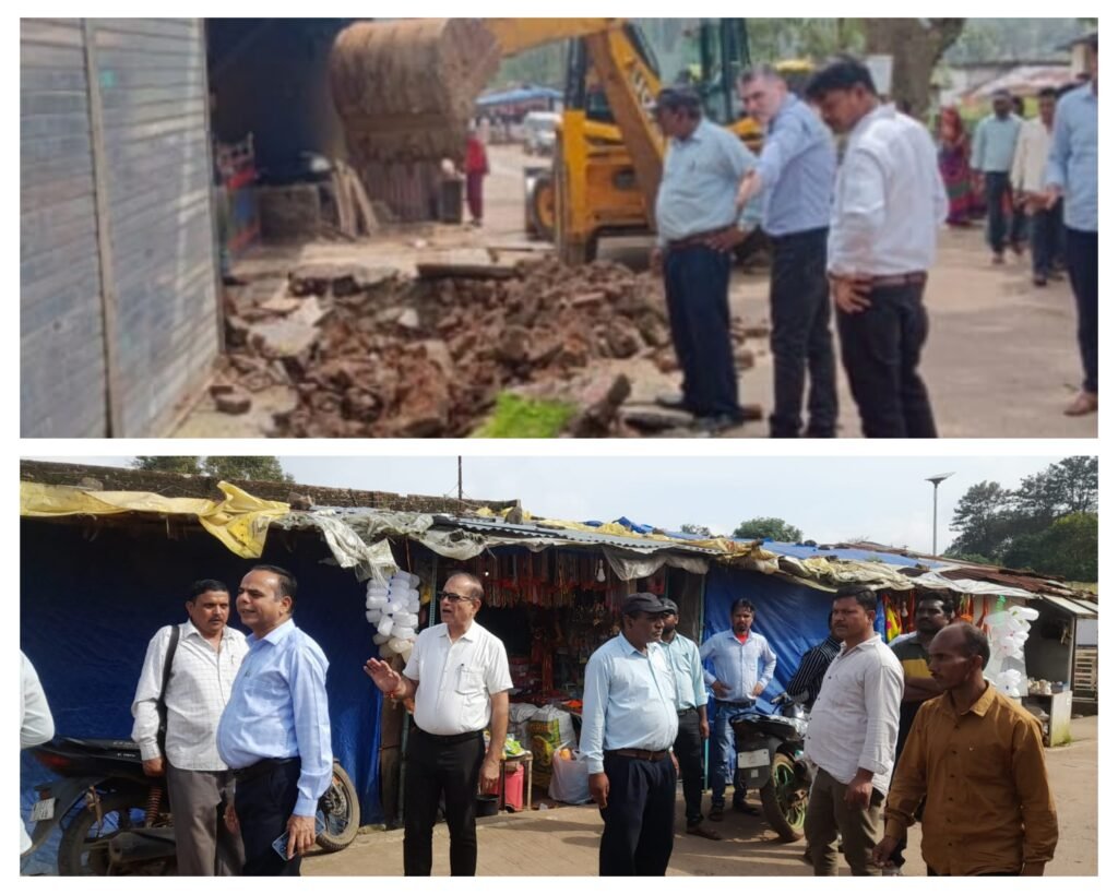 अनूपपुर 14 सितम्बर *अमरकंटक नर्मदा मंदिर पहुंच मुख्य मार्ग पर बनी दुकानों को हटाए जाने की कार्यवाही हुई प्रारंभ ।