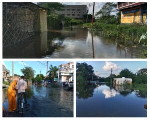 औरैया 20 सितम्बर 24*कस्बे के गन्दे नाले मे पानी बढ़ने से फसले व मकान डूबे*