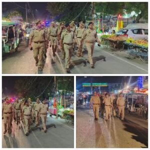 कानपुर नगर28अक्टूबर24*सड़को सड़को पर अतिक्रमण एवम यातायात व्यवस्था सुगम हेतु पैदल गश्त किया गया।