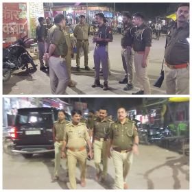 कौशाम्बी03नवम्बर24*पुलिस फोर्स के साथ कोखराज एसओ ने किया पैदल गस्त*