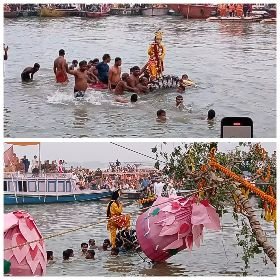 वाराणसी06नवम्ब24*: कालिया नाग के फन पर बांसुरी बजाते दिखे कान्हा, हजारों श्रद्धालु रहे मौजूद*